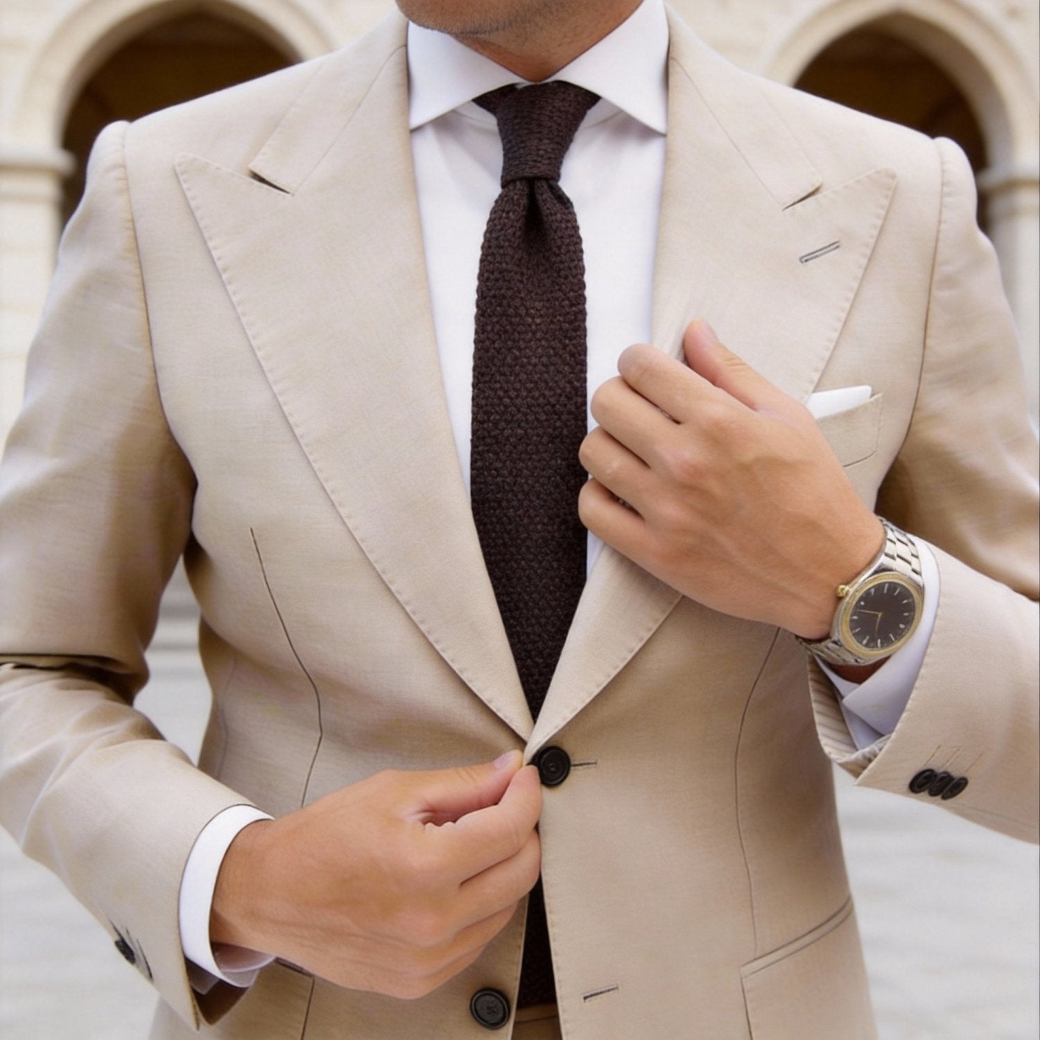 Orange with Knitted Texture Necktie