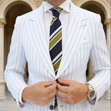 Navy Blue With Gold&White Striped Necktie