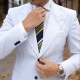 Navy Blue With Gold&White Striped Necktie