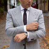 Brown with Dark Blue Vertical Stripes Necktie