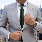 Black With Green Vertical Striped Necktie