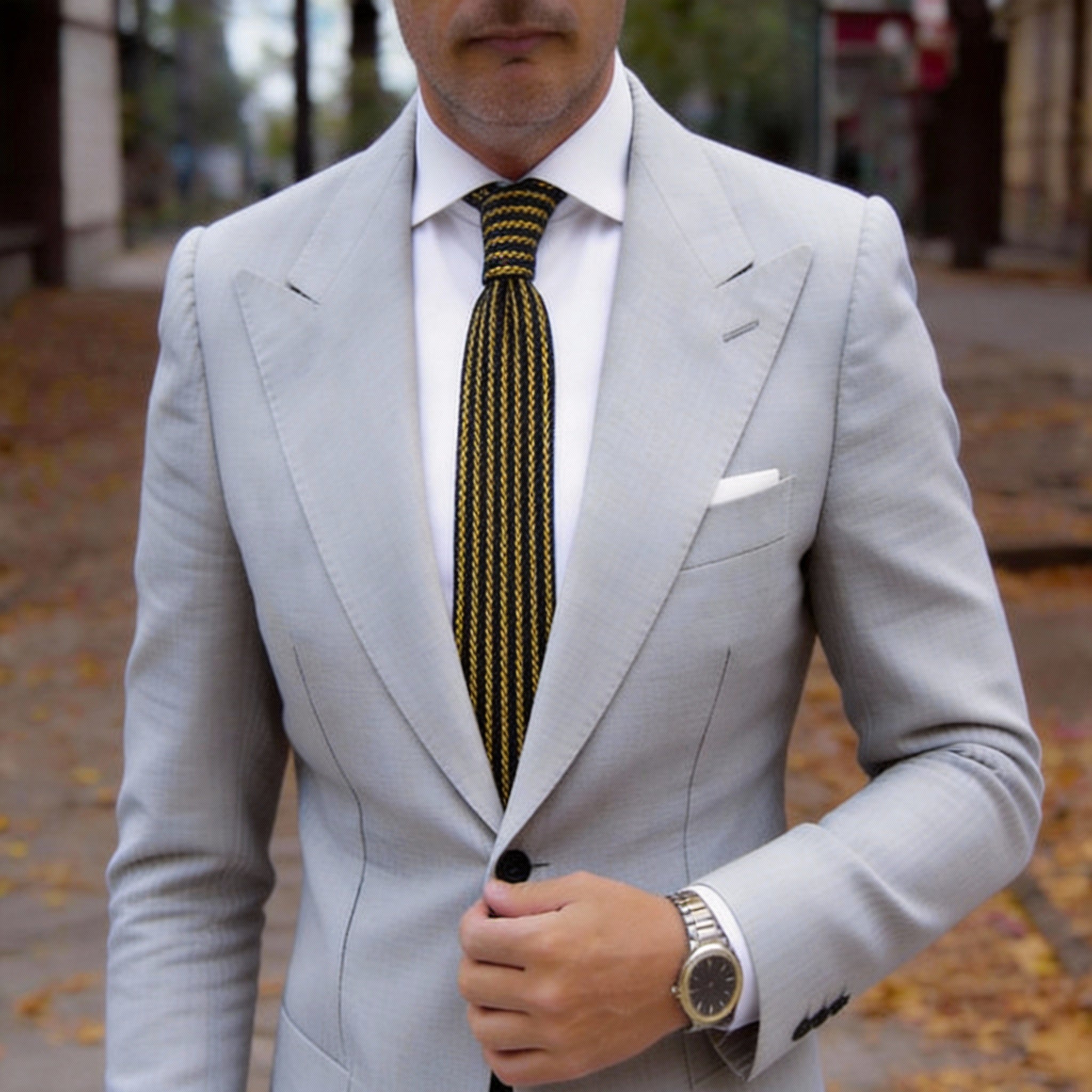 Black with Yellow Stripes Necktie