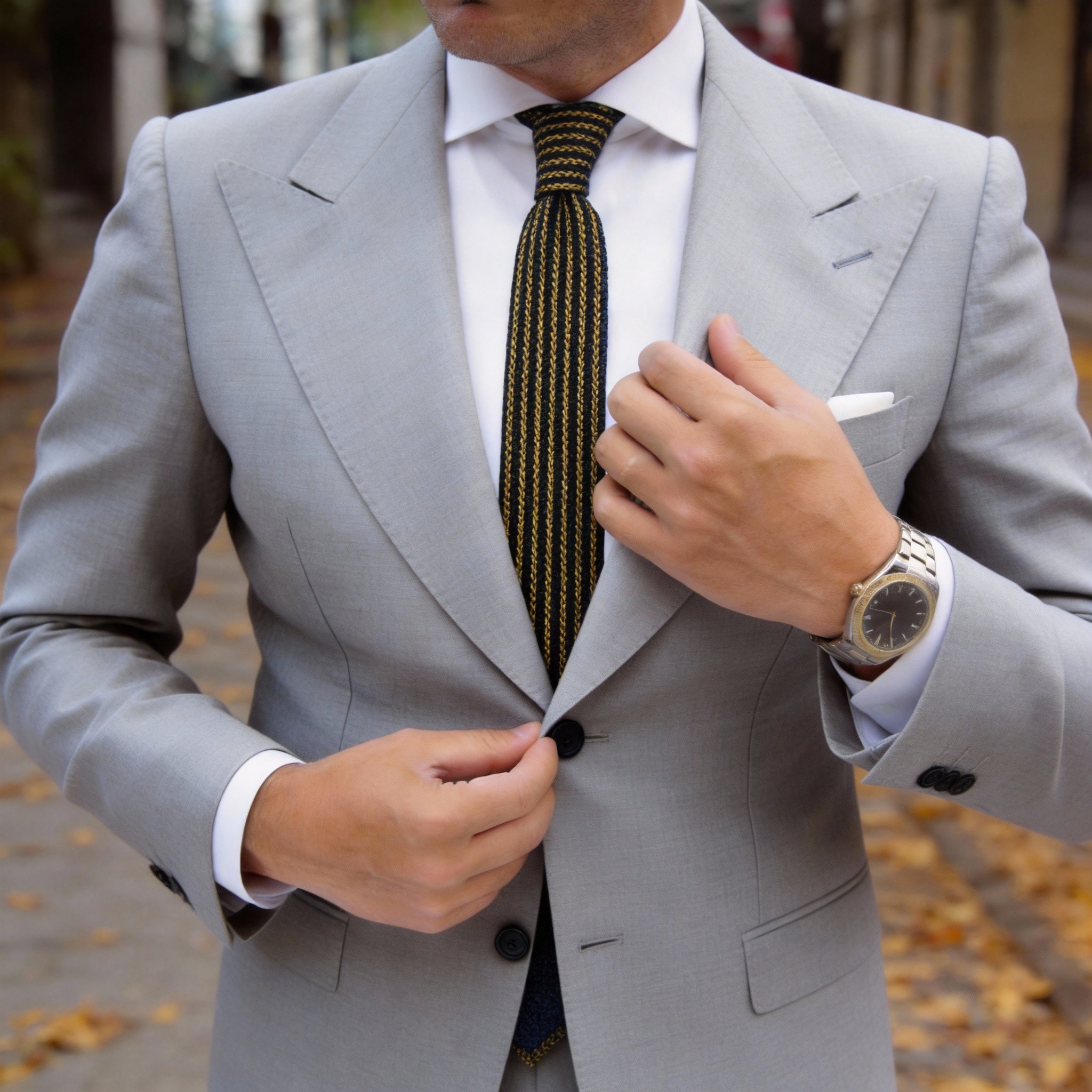Black with Yellow Stripes Necktie
