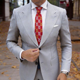 Red With Yellow & White Double Chevron Necktie
