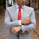 Red With Yellow & White Double Chevron Necktie