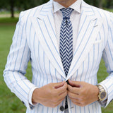 Navy Blue With White Chevron Necktie