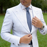 Navy Blue With White Chevron Necktie