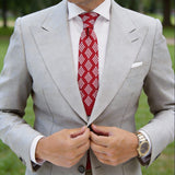 Red With White Diagonal Diamonds Necktie