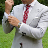 Red With White Diagonal Diamonds Necktie