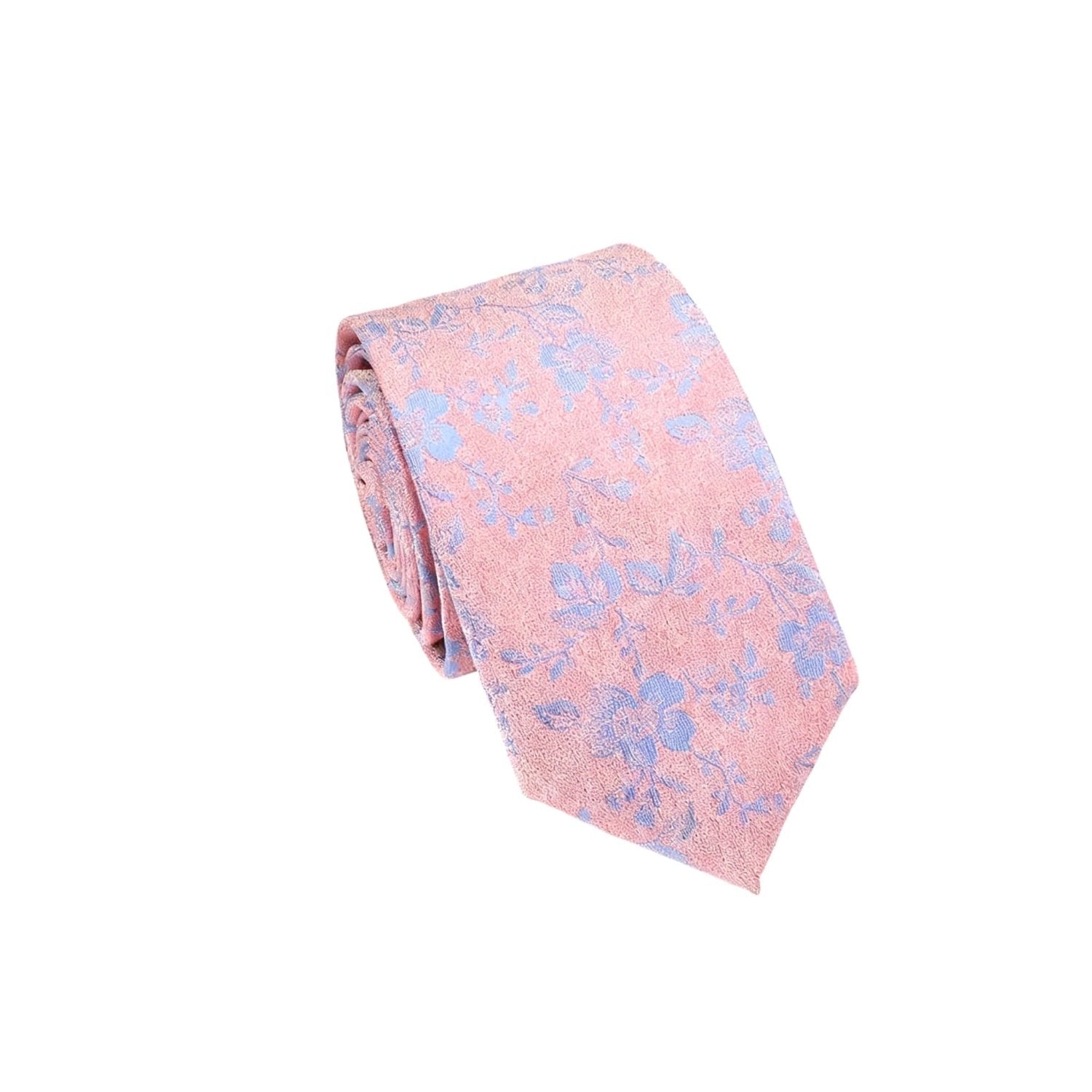 Pink With Blue Floral Necktie
