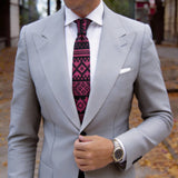 Black With Pink Ethnic Geometric Necktie