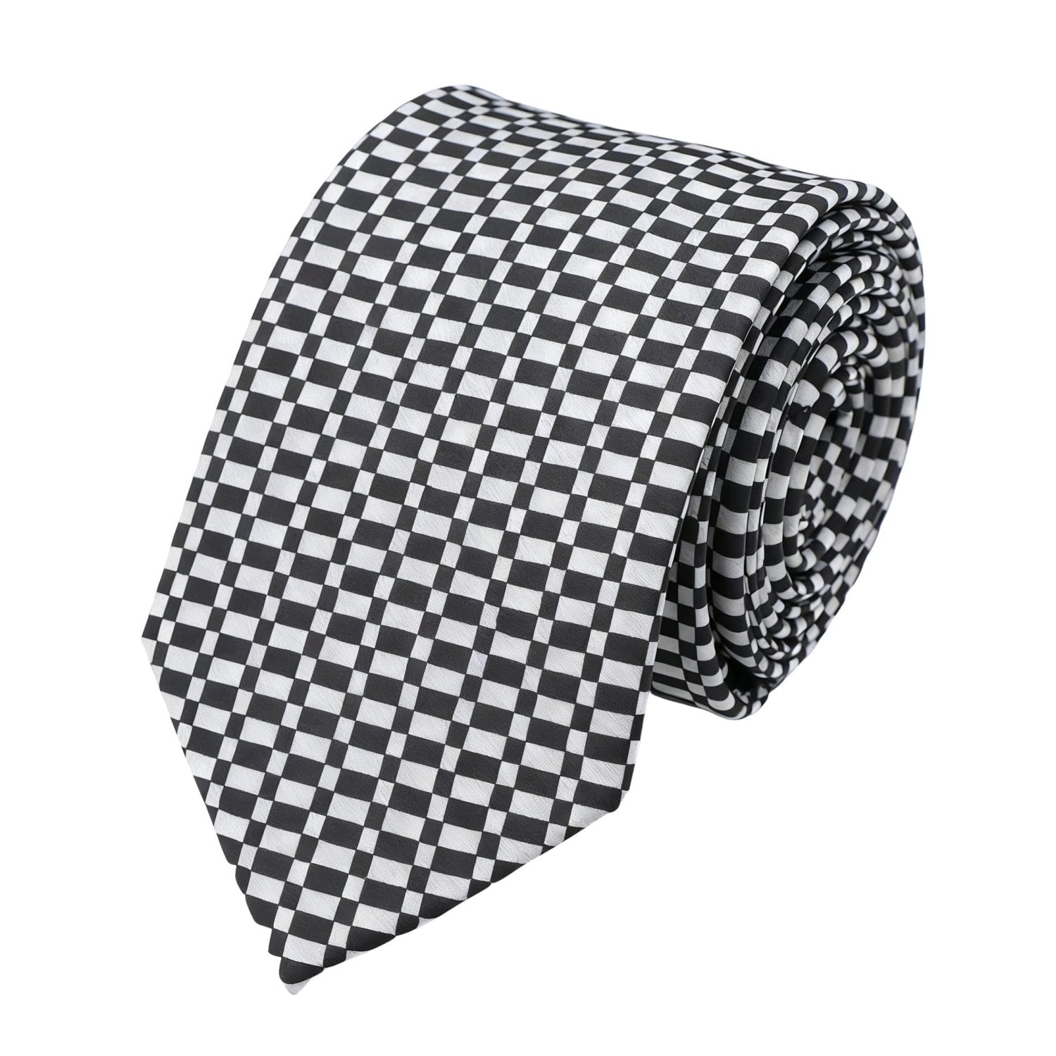 Black With White Checkered Necktie