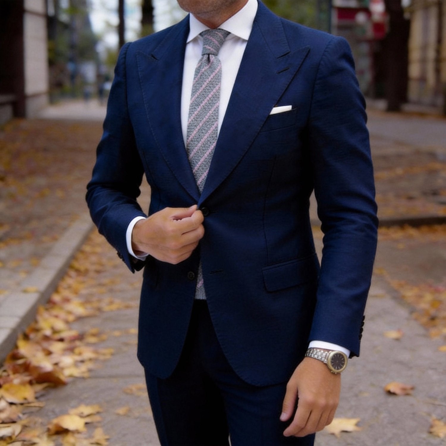 Gray with Pink Diagonal Stripes Necktie