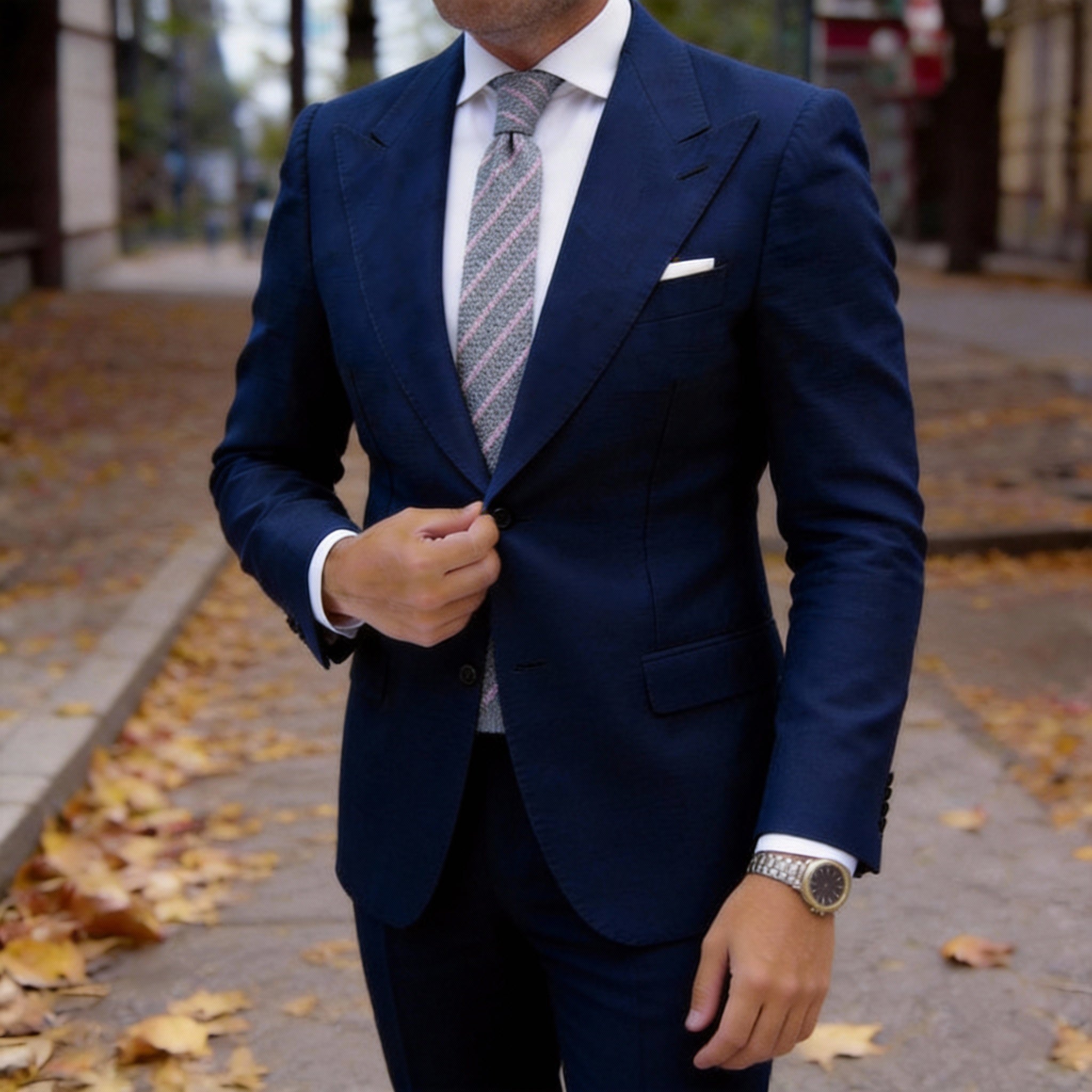 Gray with Pink Diagonal Stripes Necktie