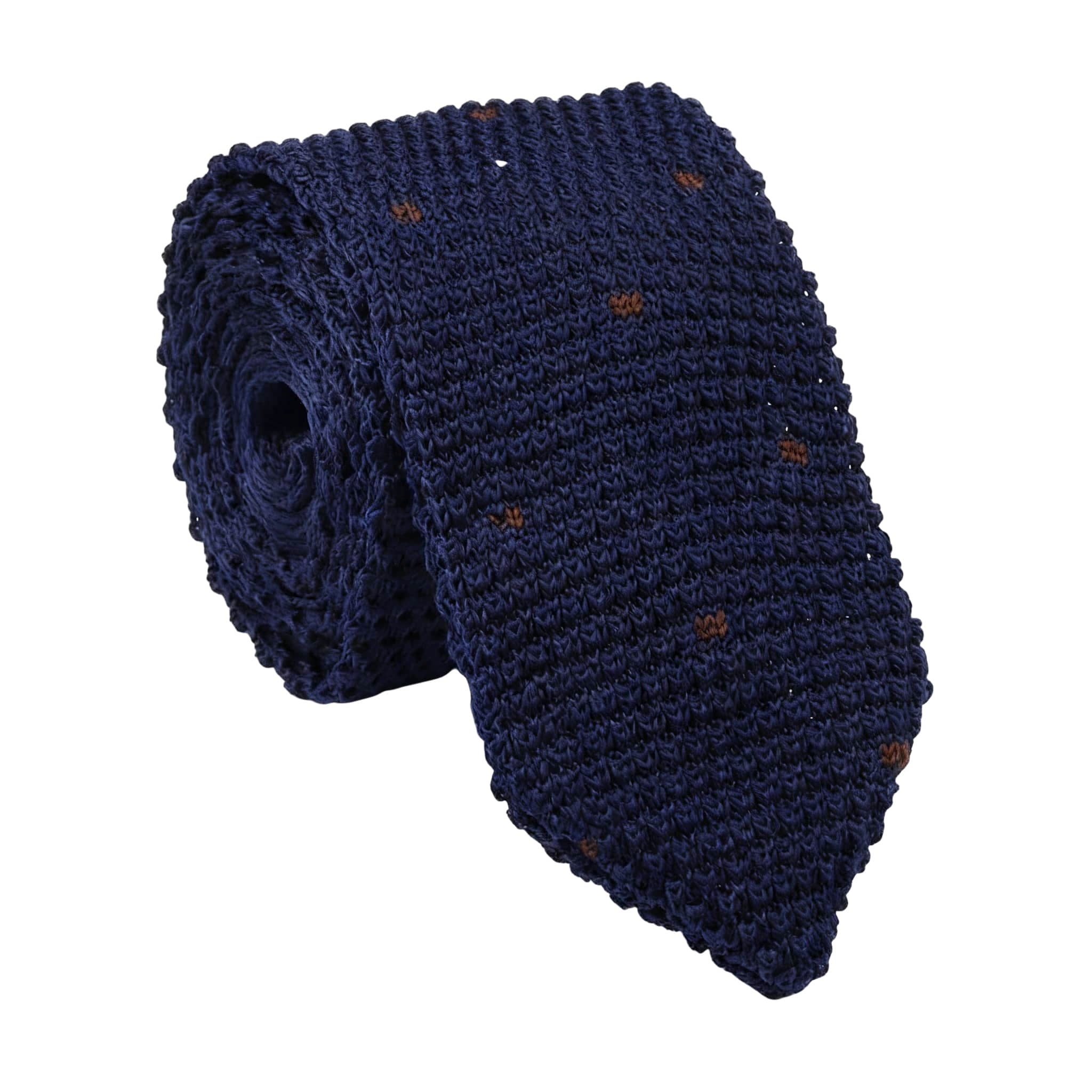 Navy Blue Brown Dotted Necktie