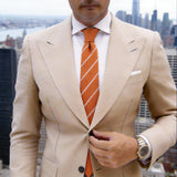 Orange with White Diagonal Stripes Necktie