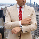 Red with White Diagonal Dashed Stripes Necktie