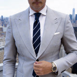 Navy Blue With White Diagonal Stripes Necktie