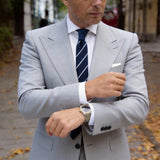 Navy Blue With White Diagonal Stripes Necktie