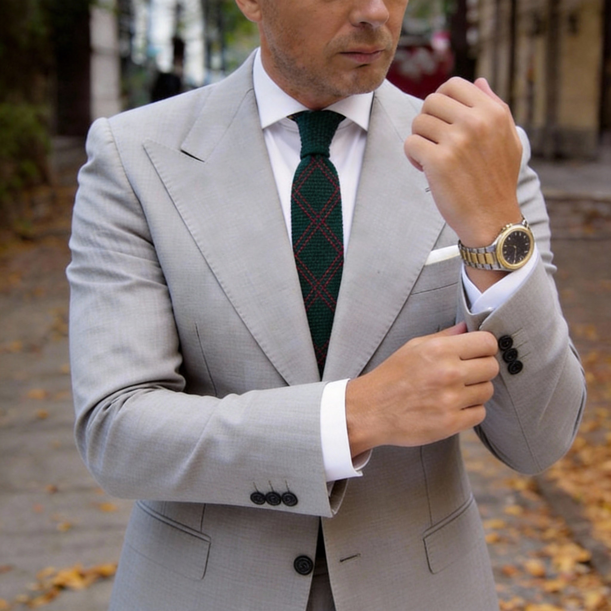 Dark Green with Red Argyle Necktie