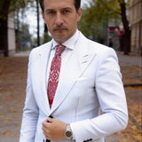 Red with Beige Geometric Necktie