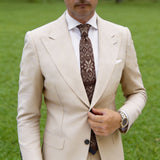 Brown With Beige Snowflake & Geometric Necktie