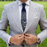 Navy Blue with Beige Geometric Necktie