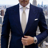 Off-White with Orange & Dark Green Diamond Necktie