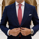 Red with White Grid Pattern Necktie