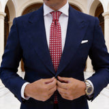 Red with White Grid Pattern Necktie