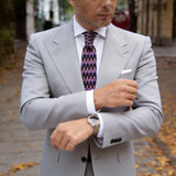 Black with Pink and Purple Checkerboard Necktie