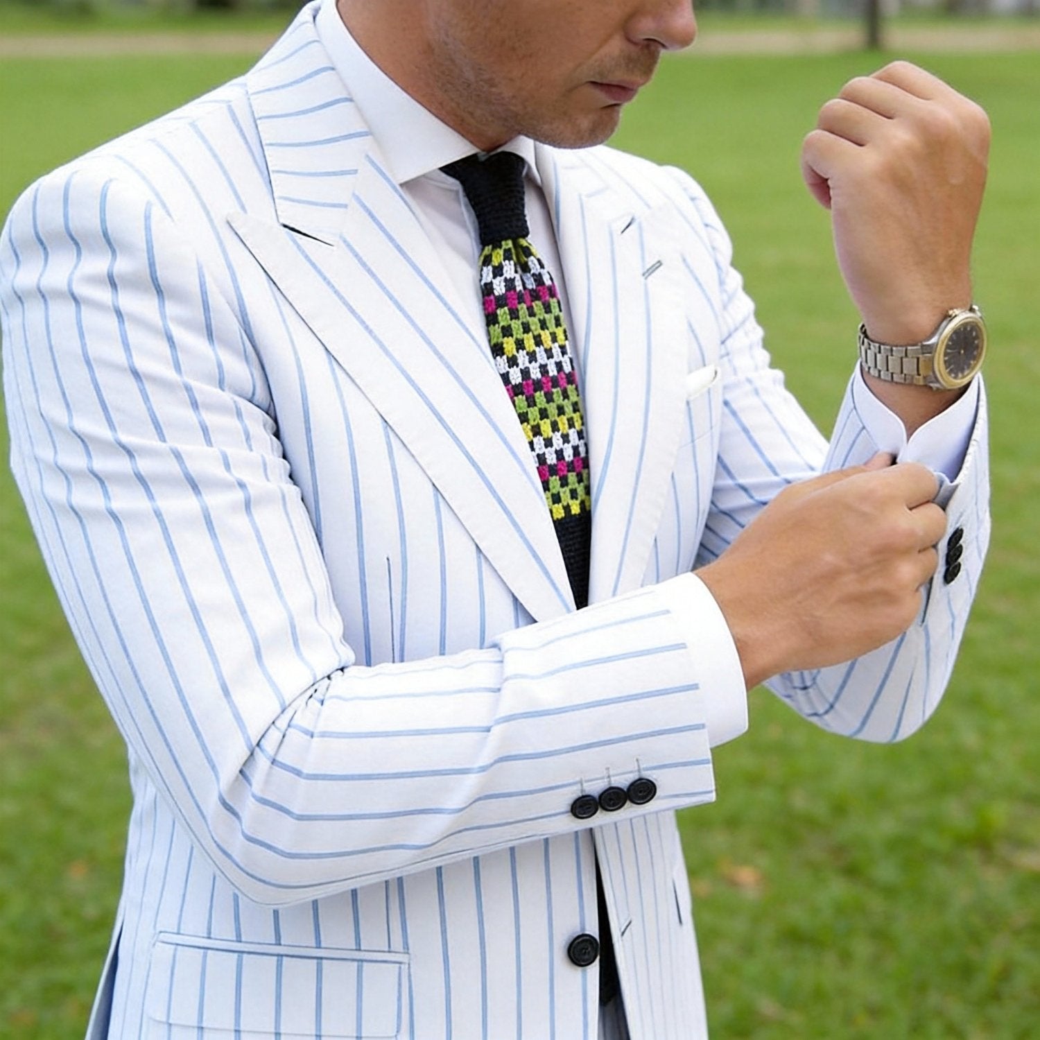 Black With Multicolor Checkered Necktie