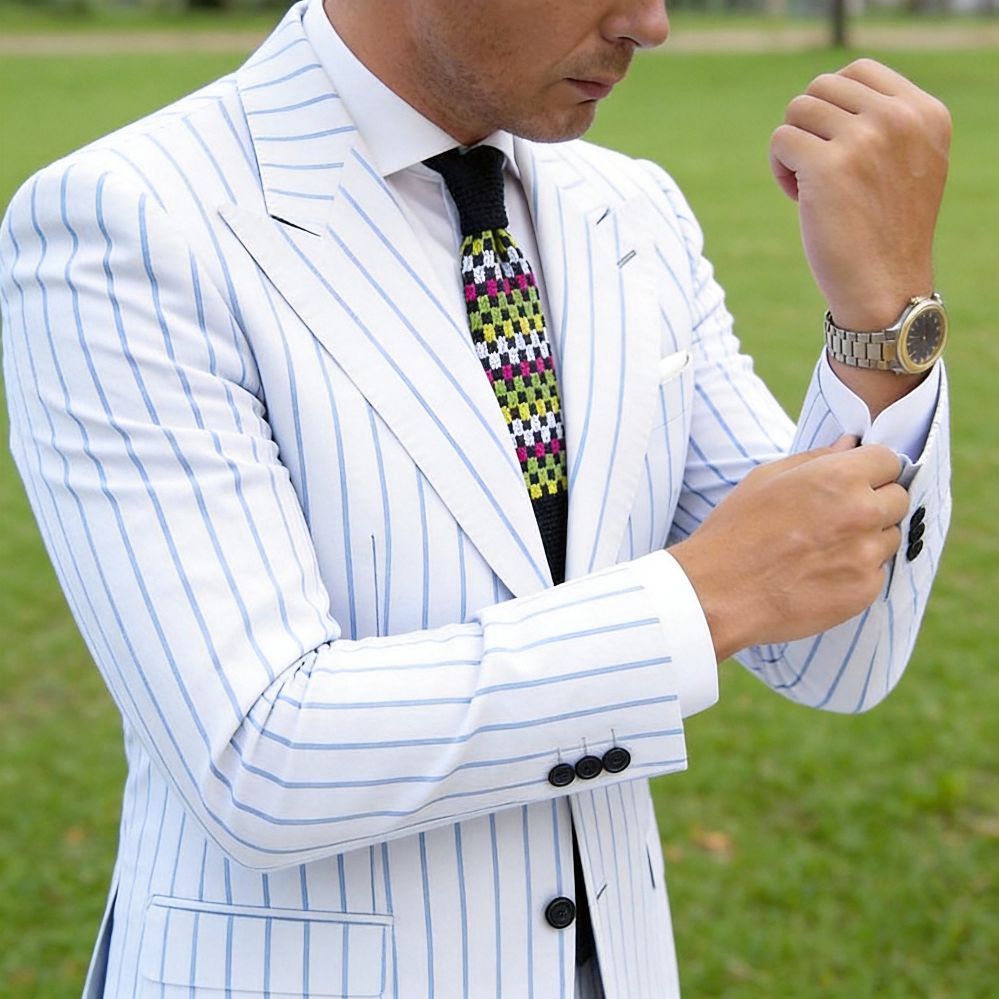 Black With Multicolor Checkered Necktie