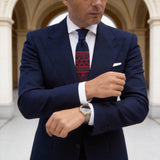 Navy Blue with Red Ethnic Geometric Necktie