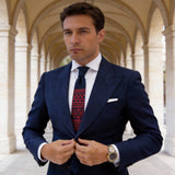 Navy Blue with Red Ethnic Geometric Necktie