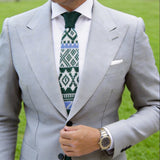 Dark Green with White-Blue Fair Isle Necktie