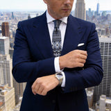 Dark Gray With White Diamond Zigzag Necktie