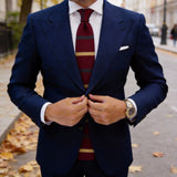 Burgundy with Gold & Gray Striped Necktie