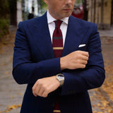 Burgundy with Gold & Gray Striped Necktie