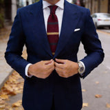 Burgundy with Gold & Gray Striped Necktie