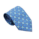 Dark Blue With Red Geometric Medallion Necktie