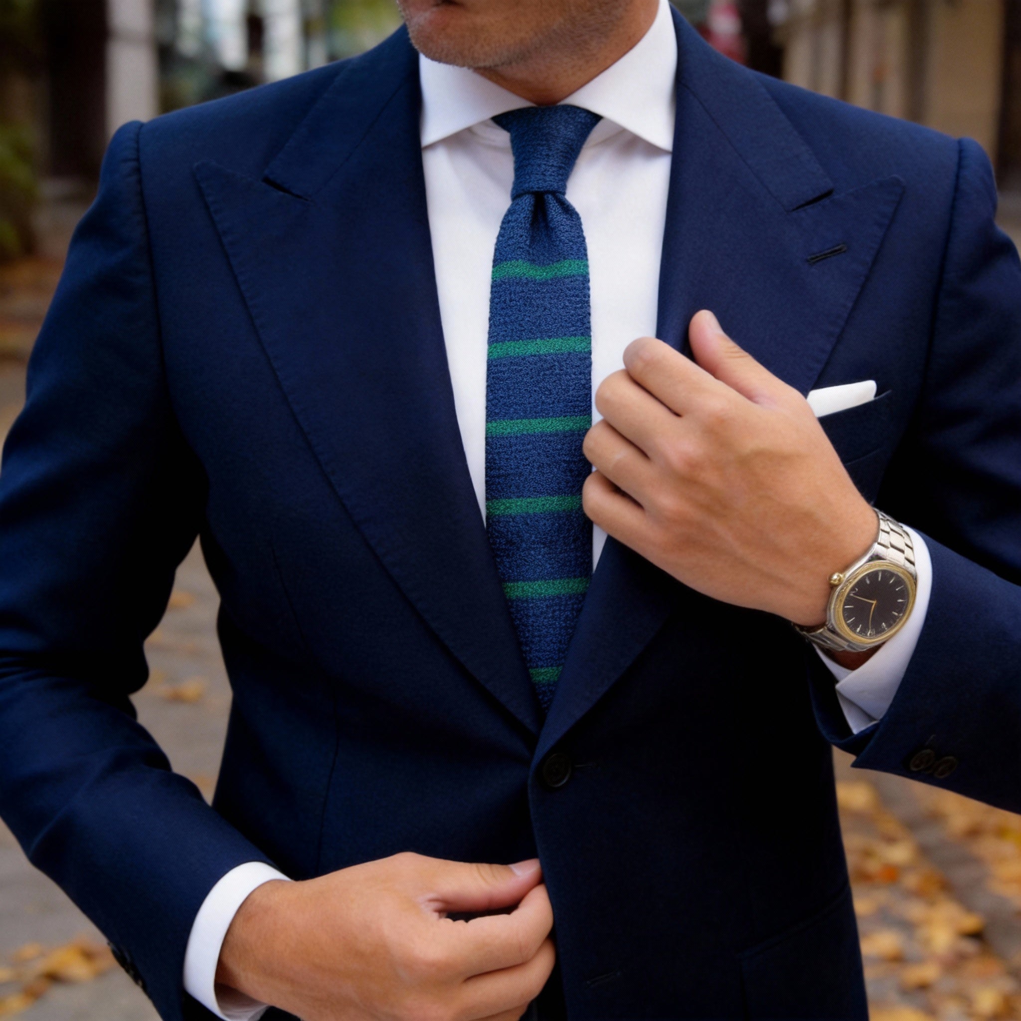 Blue with Green Stripes Necktie