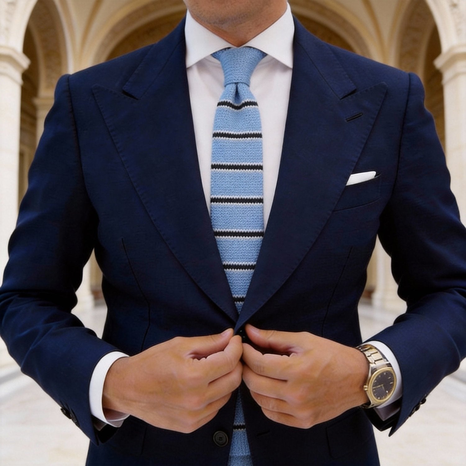 Light Blue with Black Stripes Necktie