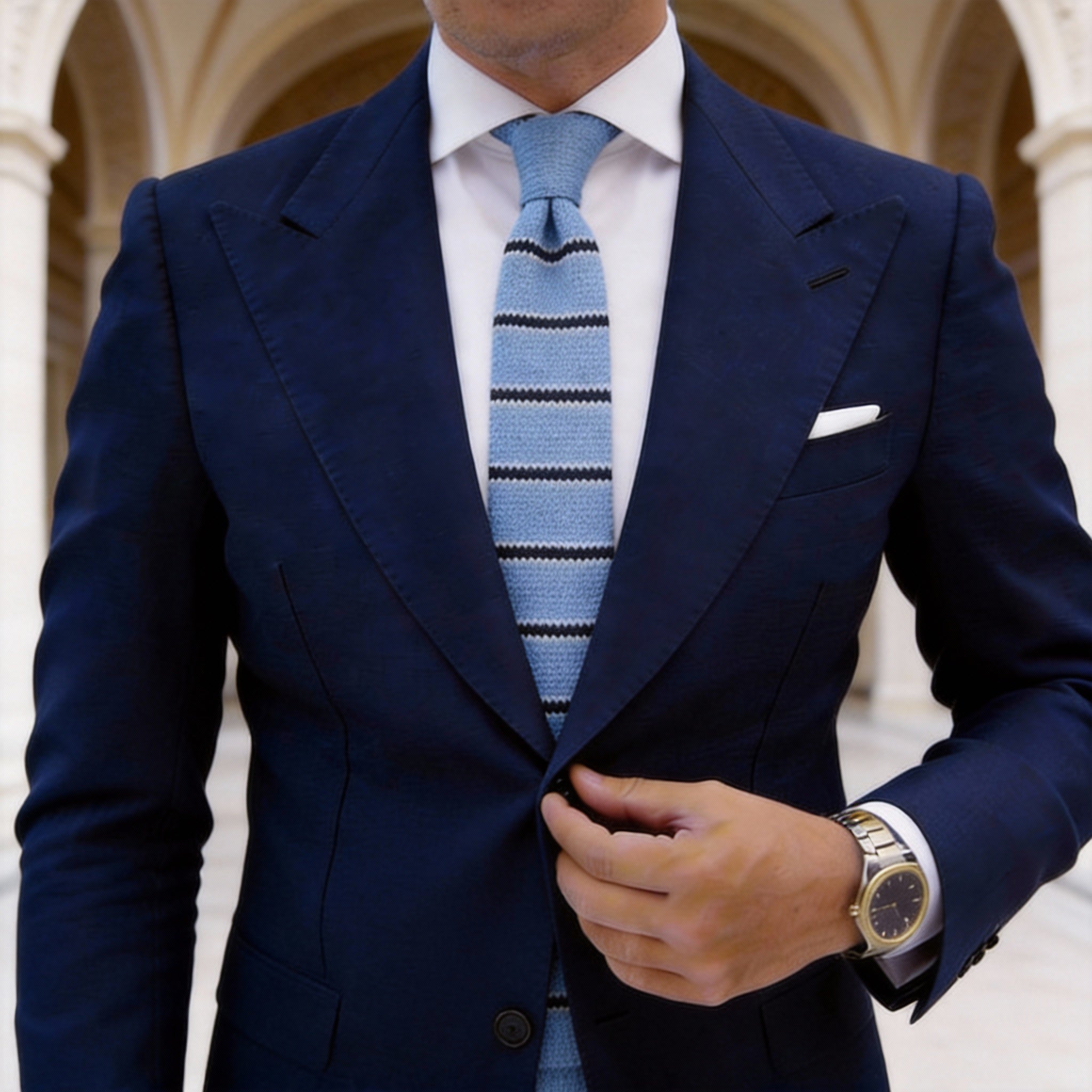 Light Blue with Black Stripes Necktie