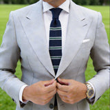 Navy Blue with Green White Striped Necktie