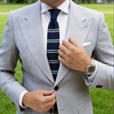 Navy Blue with Green White Striped Necktie
