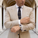 Navy Blue with Yellow & Brown Striped Knitted Necktie