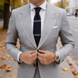 Navy Blue with Pale Yellow-Green Horizontal Stripes Necktie