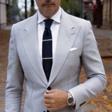 Navy Blue with Pale Yellow-Green Horizontal Stripes Necktie