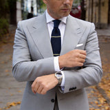 Navy Blue with Pale Yellow-Green Horizontal Stripes Necktie